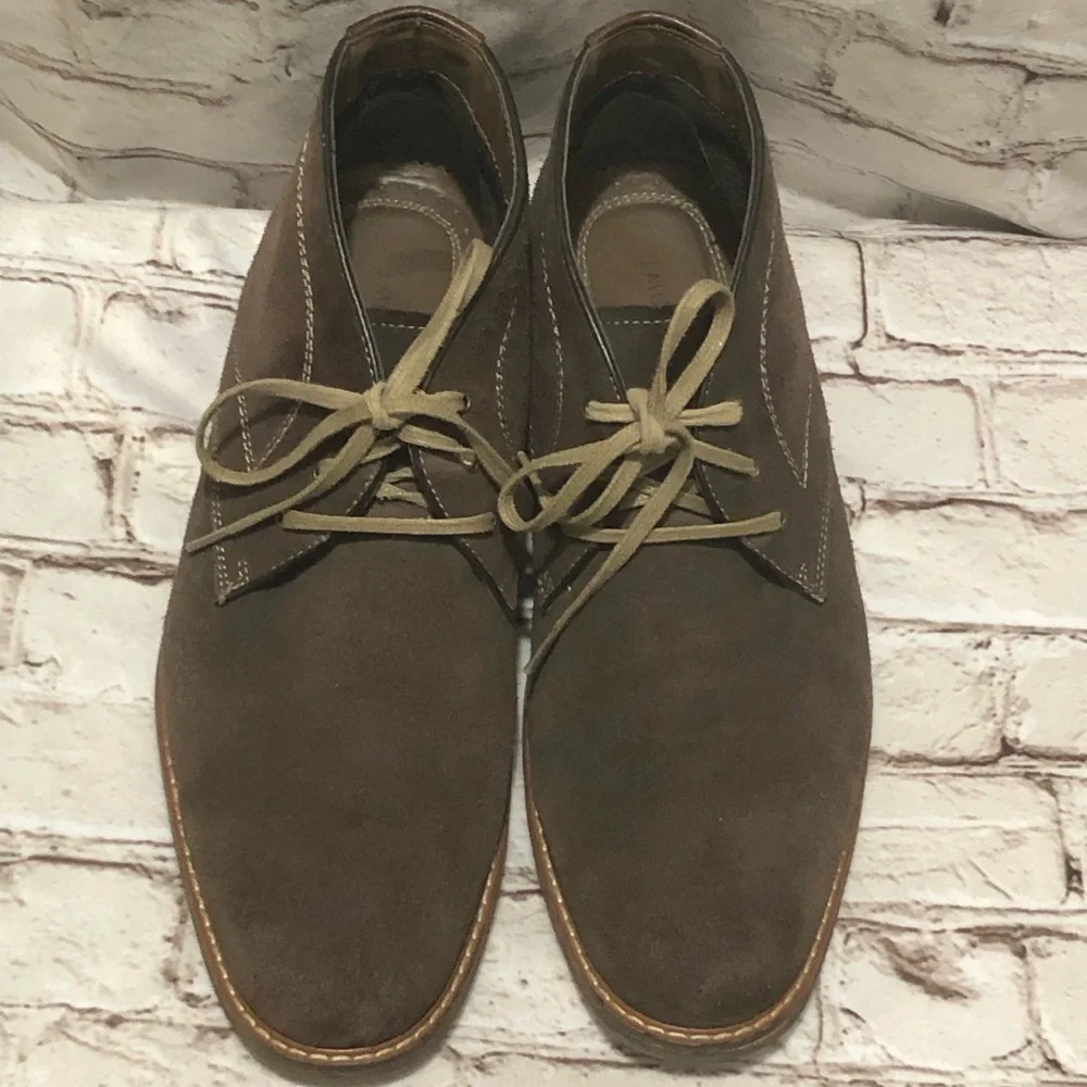 Johnston & Murphy J. Murphy Brown Suede Chukka Boots with Stitch Academia sz 12M